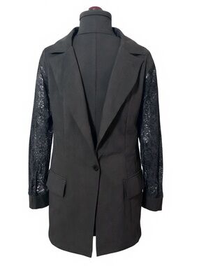 SHEIN Black Lace-Sleeve Blazer Jacket